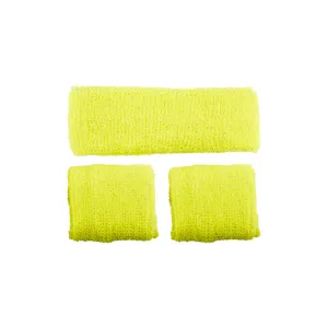 80's Sweatband and Wristbands - Neon Yellow