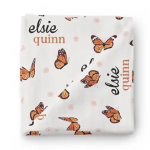 Butterfly Kisses Personalized Swaddle Blanket