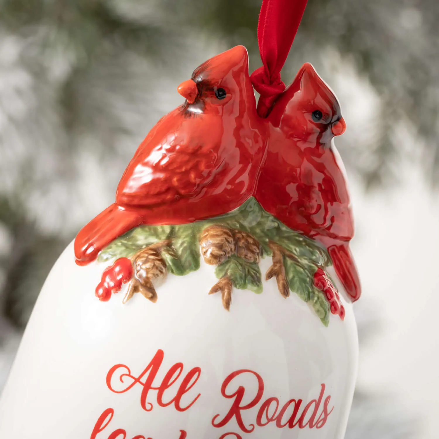 Cardinal-Topped Bell Ornament