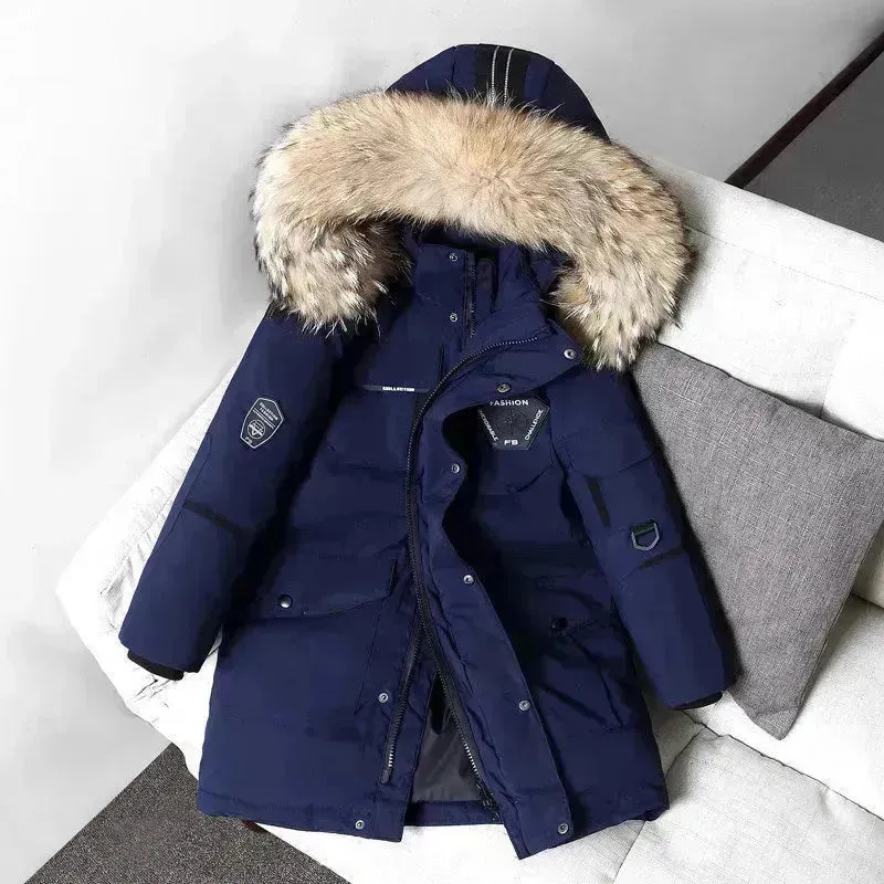 Children's Down Jacket Windproof Thick Fur Collar Winter Coat Jacket