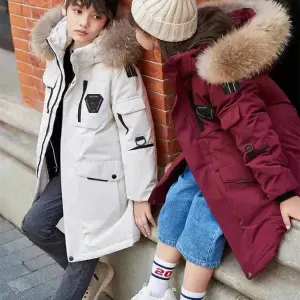 Children's Down Jacket Windproof Thick Fur Collar Winter Coat Jacket