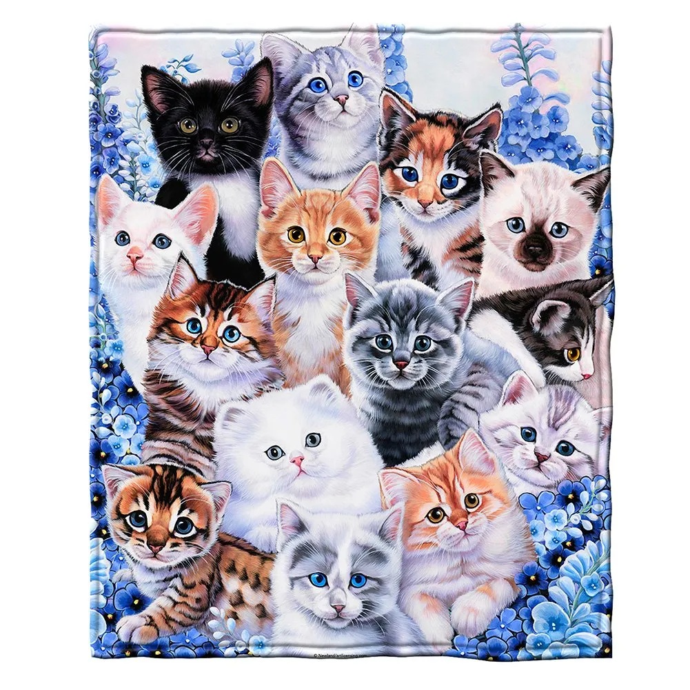 Collage Kitten Fleece Blanket For Bed, 50" X 60" Cute Fleece Throw Blanket