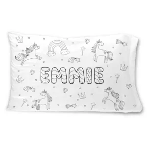 Colorable Personalized Pillowcase | Enchanted Unicorns