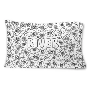 Colorable Personalized Pillowcase | Floral Flutter