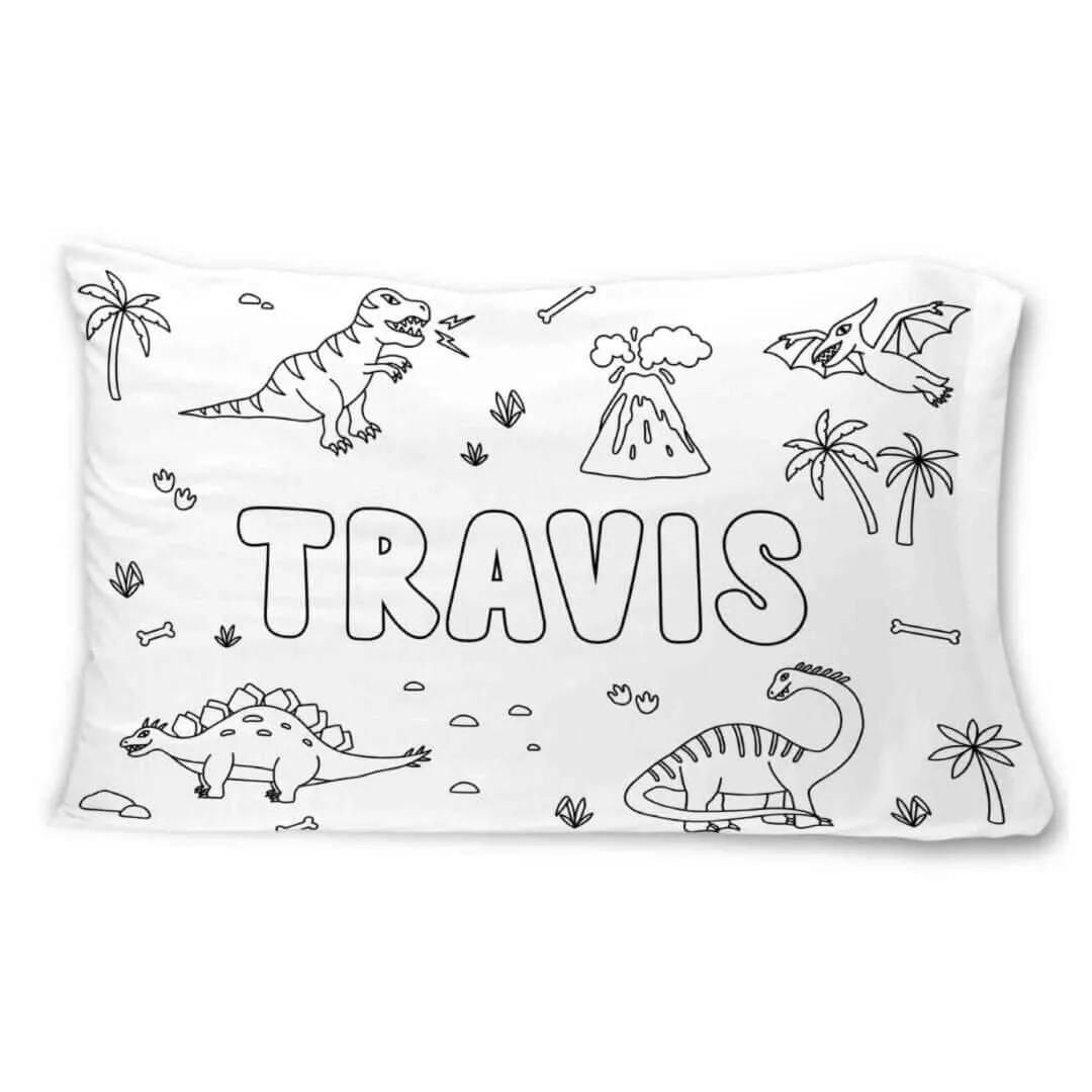 Colorable Personalized Pillowcase | Jurassic Playground