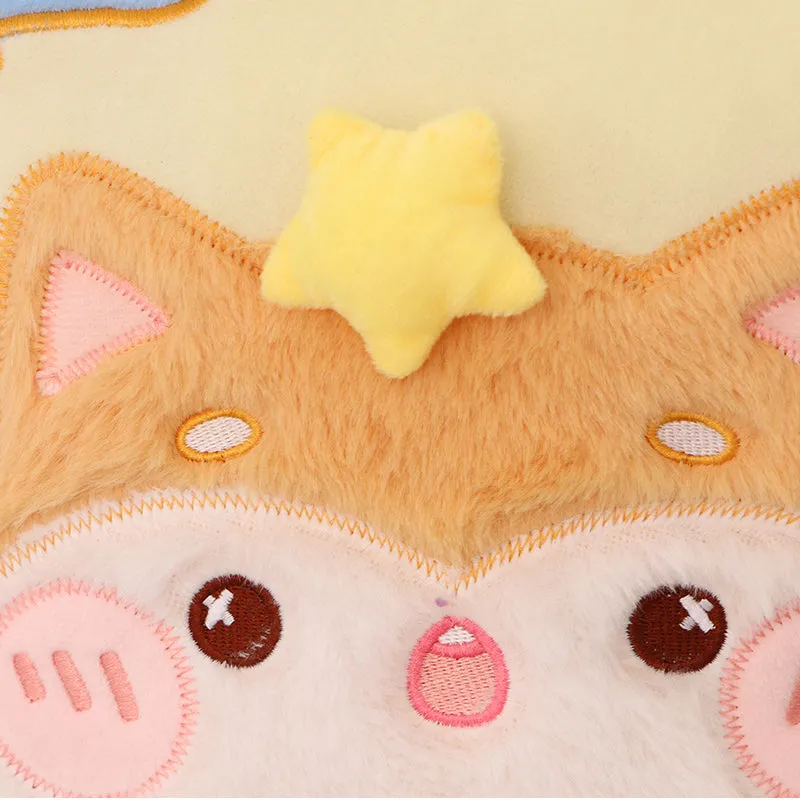 Cute Cartoon Animal Embroidery Pillow with Blanket