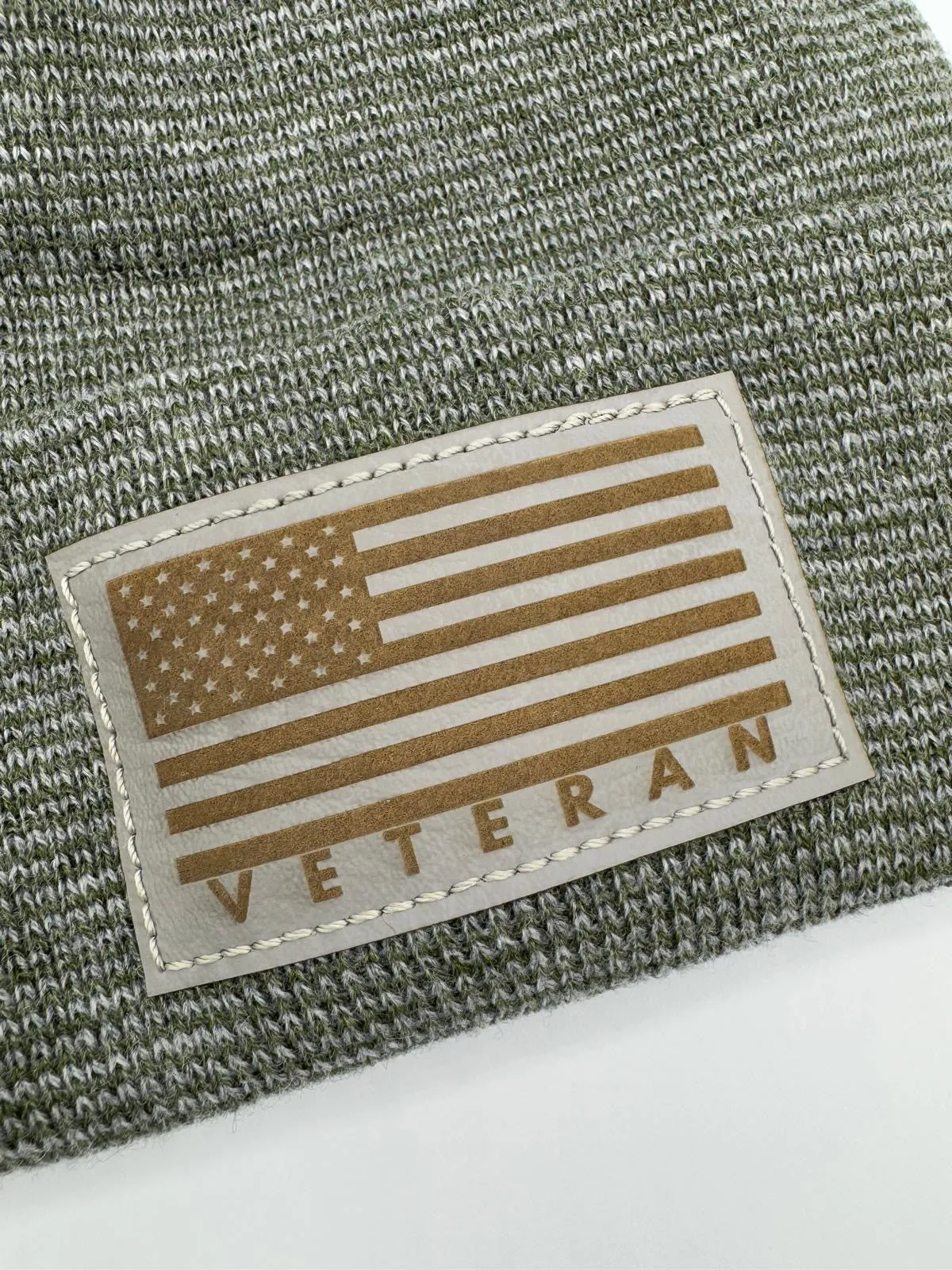 Designed & Made in USA | Veteran Beanie with USA Flag - Patriotic Theta Stitch Fusion Cuffed Knit Hat for Men & Women | Limited Edition