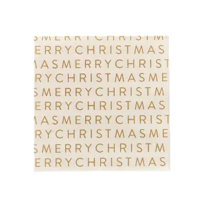 Gala Merry Christmas Napkins White/Gold Pack of 20