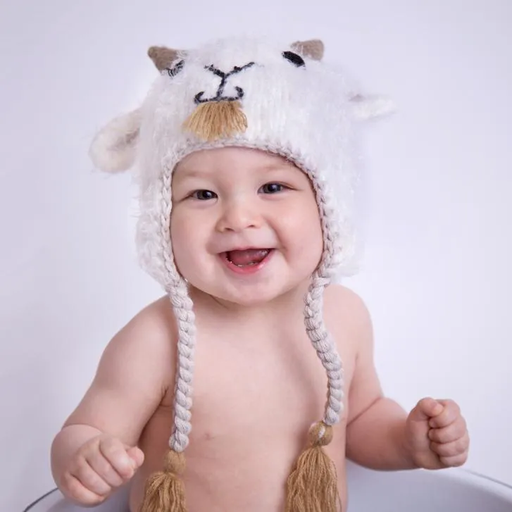 Goat Earflap Beanie Hat for Babies, Toddlers & Kids