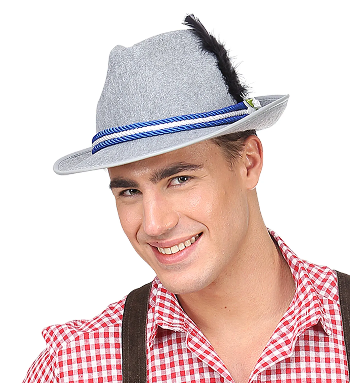 Grey Bavarian Hat with Feather & Edelweiss