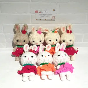 Hand Crocheted Rabbit with Dress and Head Accessory