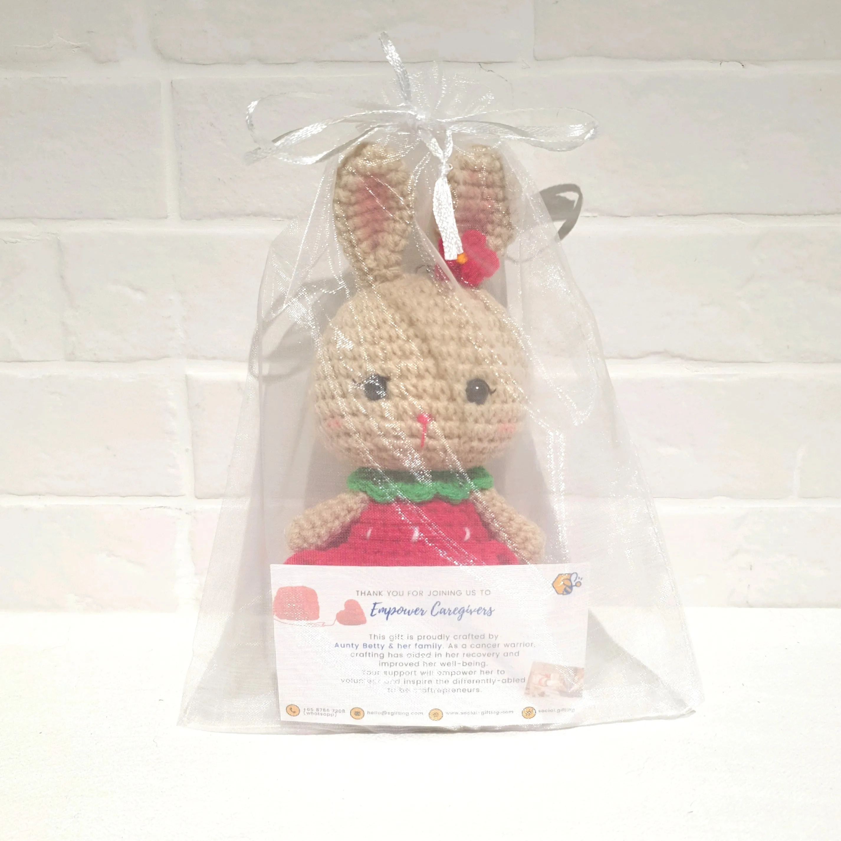 Hand Crocheted Rabbit with Dress and Head Accessory