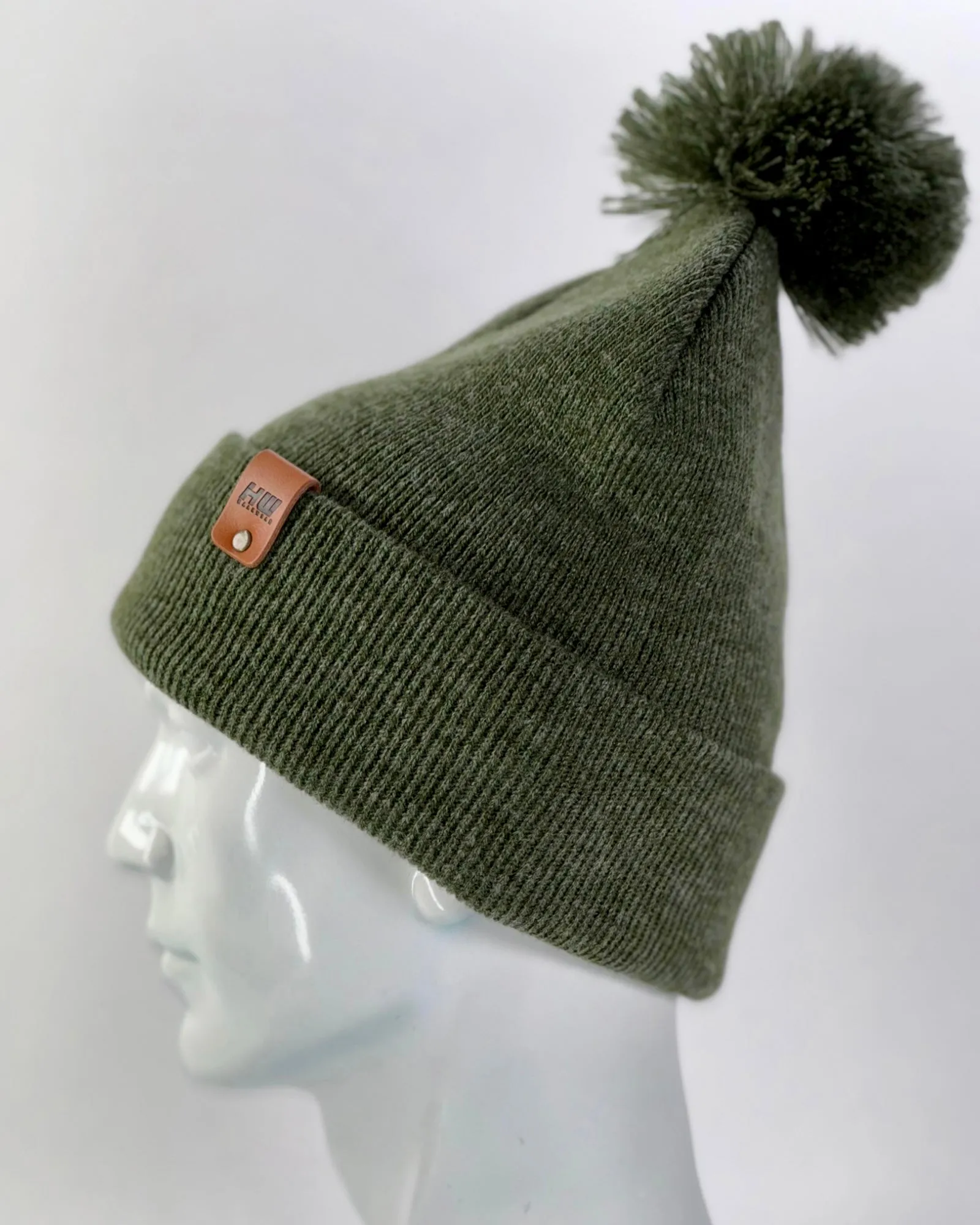 HW6071 HAAKWEAR Pom Pom Beanie - Made in USA - Forest Green