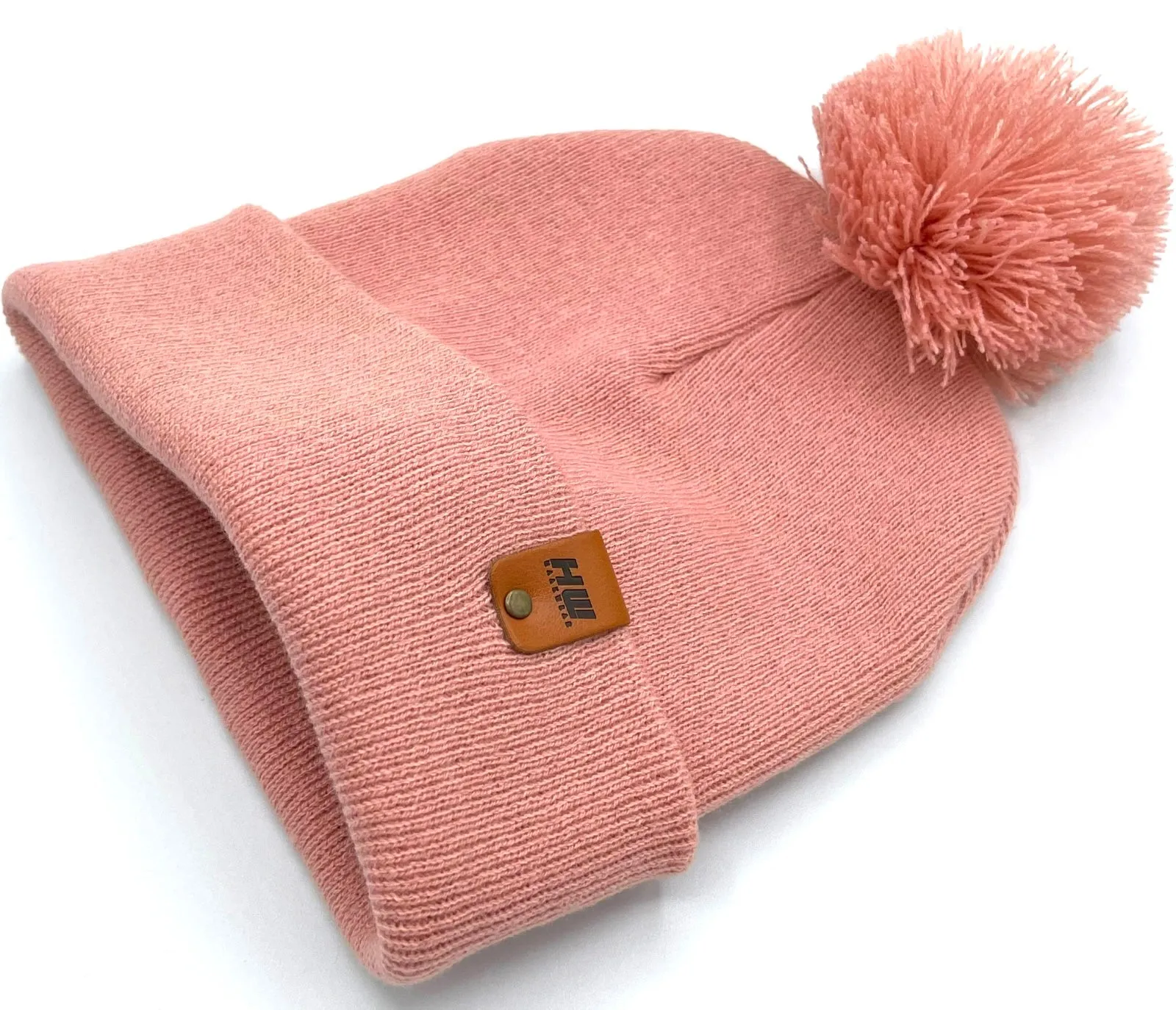 HW6071 HAAKWEAR Pom Pom Beanie - Made in USA - Pearl Pink