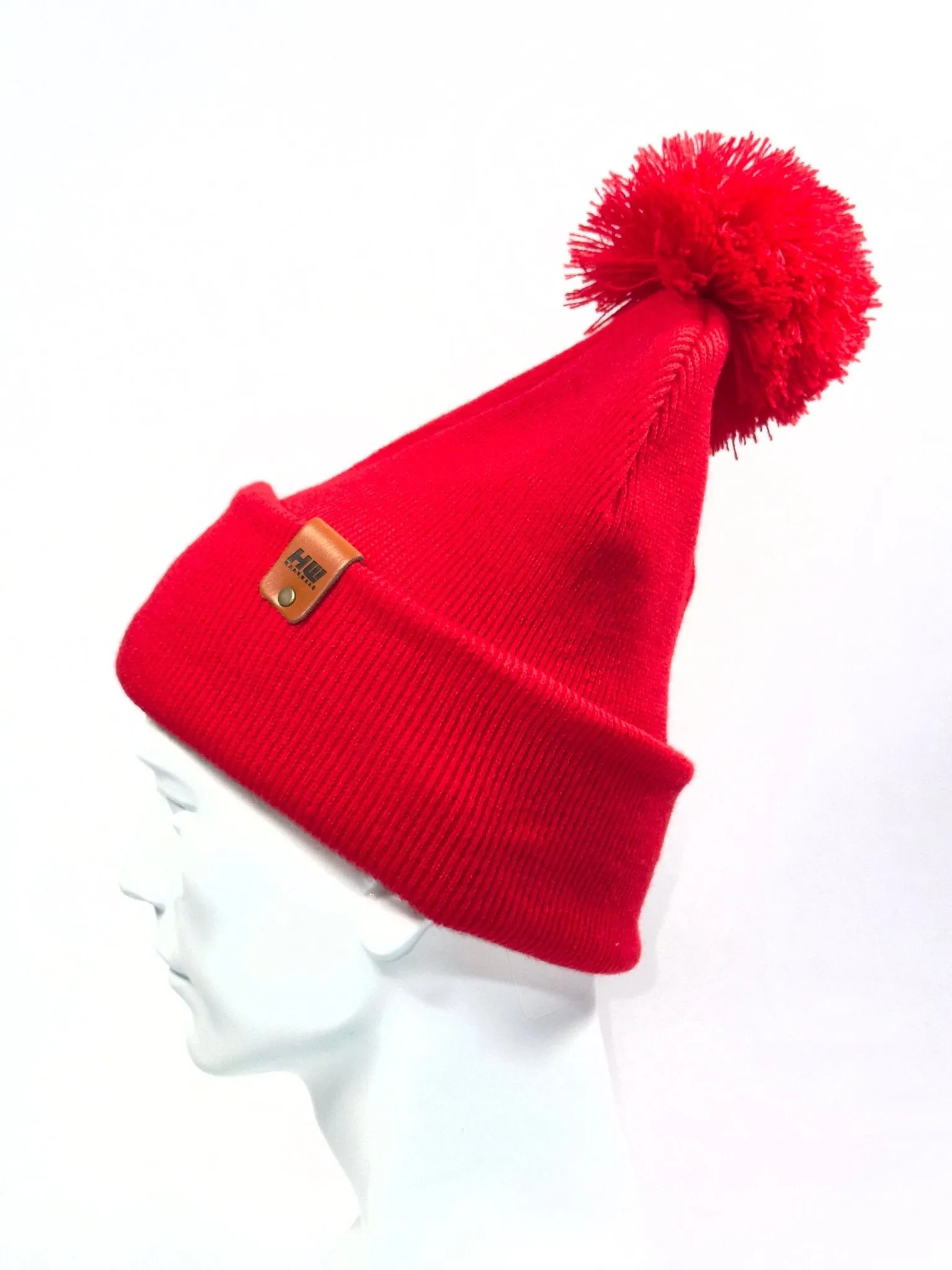 HW6071 HAAKWEAR Pom Pom Beanie - Made in USA - RED