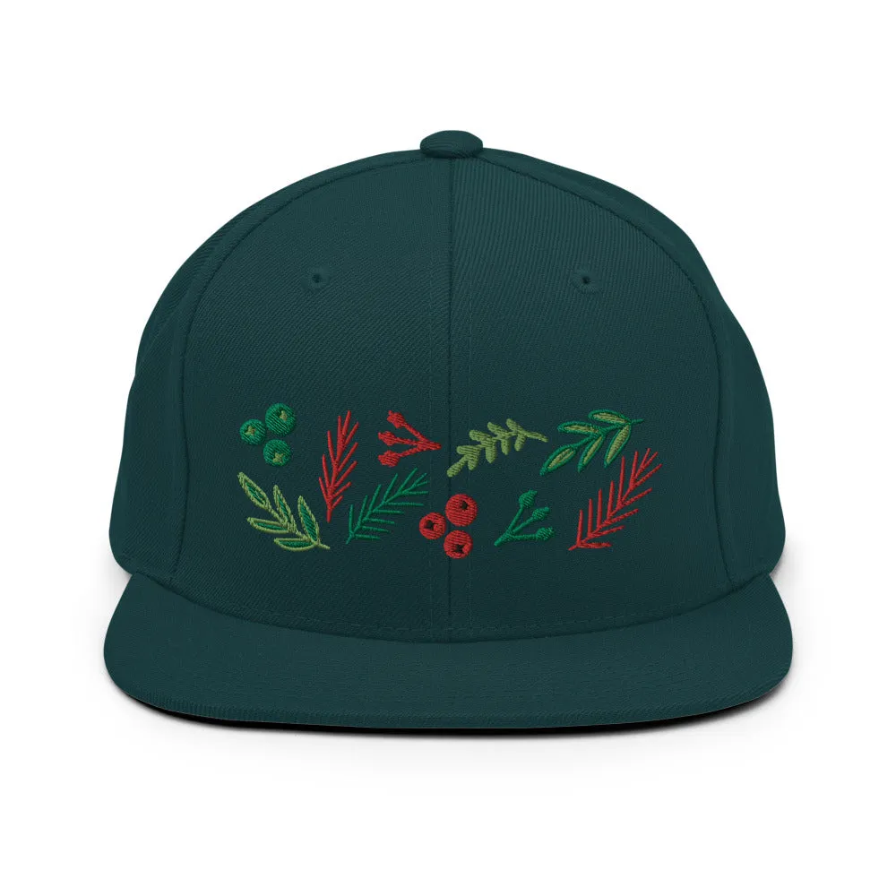 Leaves and Berries Embroidered Snapback