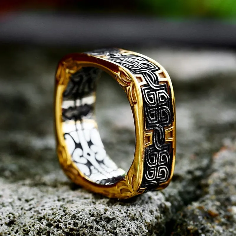 Men's Punk Contrast Color Square Ring