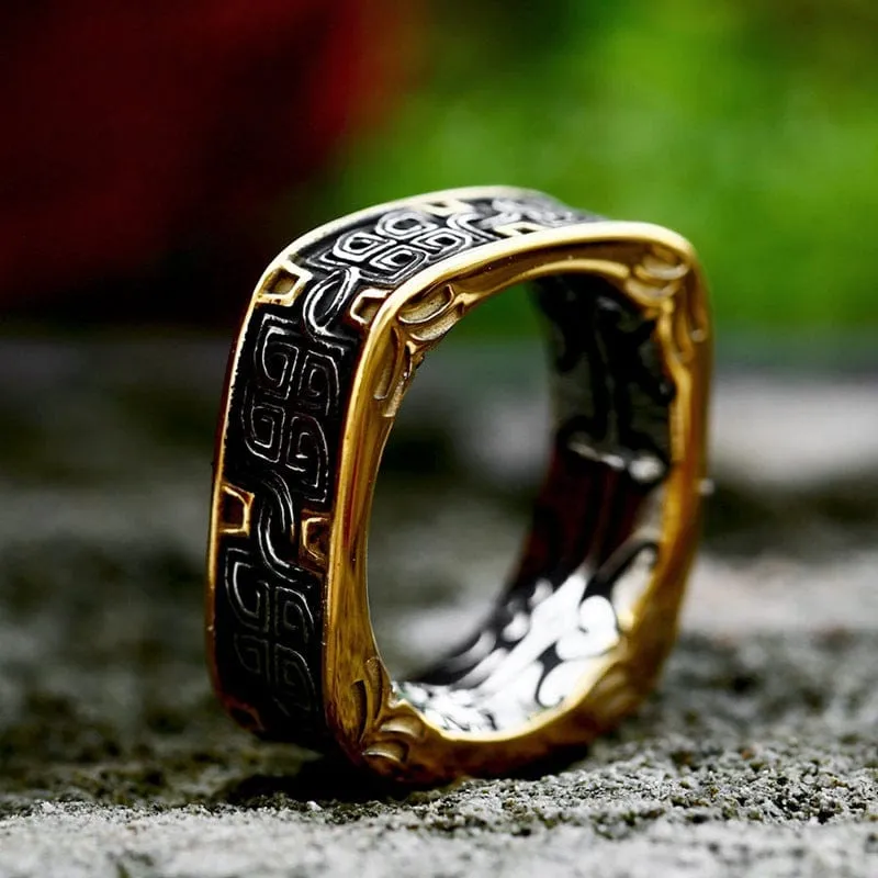 Men's Punk Contrast Color Square Ring