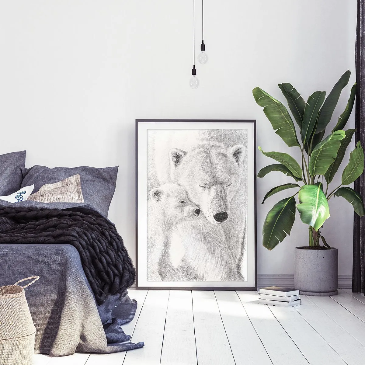 Polar Bear with cub illustration - "Social Animal" Collection