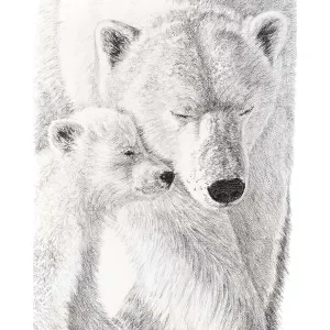 Polar Bear with cub illustration - "Social Animal" Collection