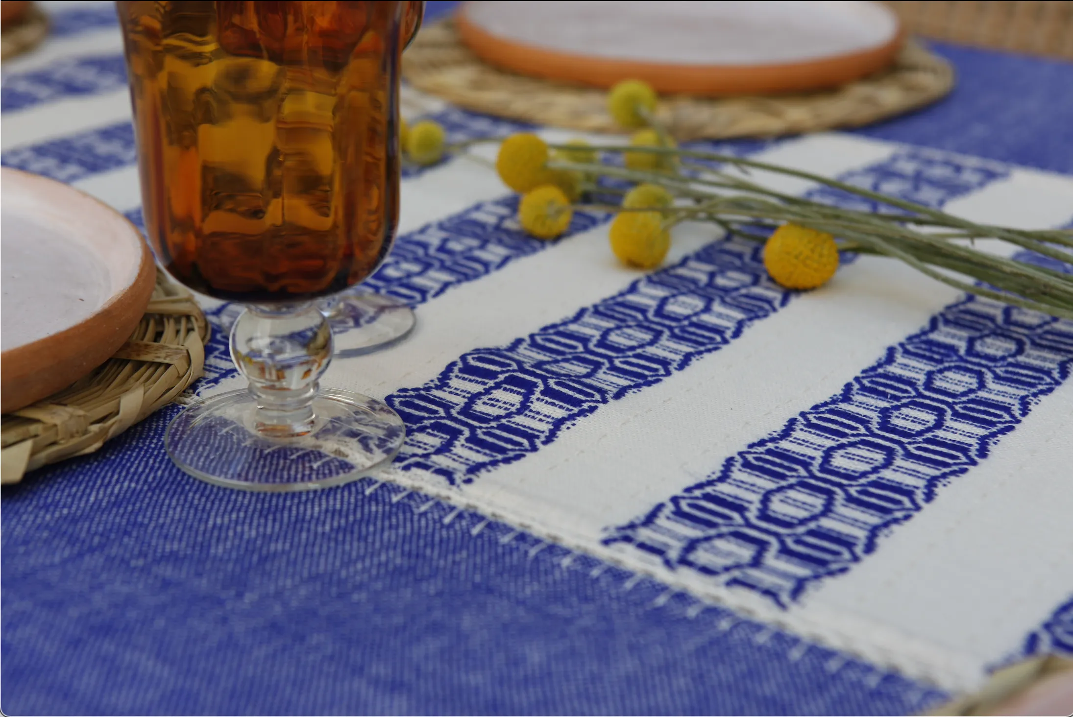 Santorini Handwoven Tablecloth