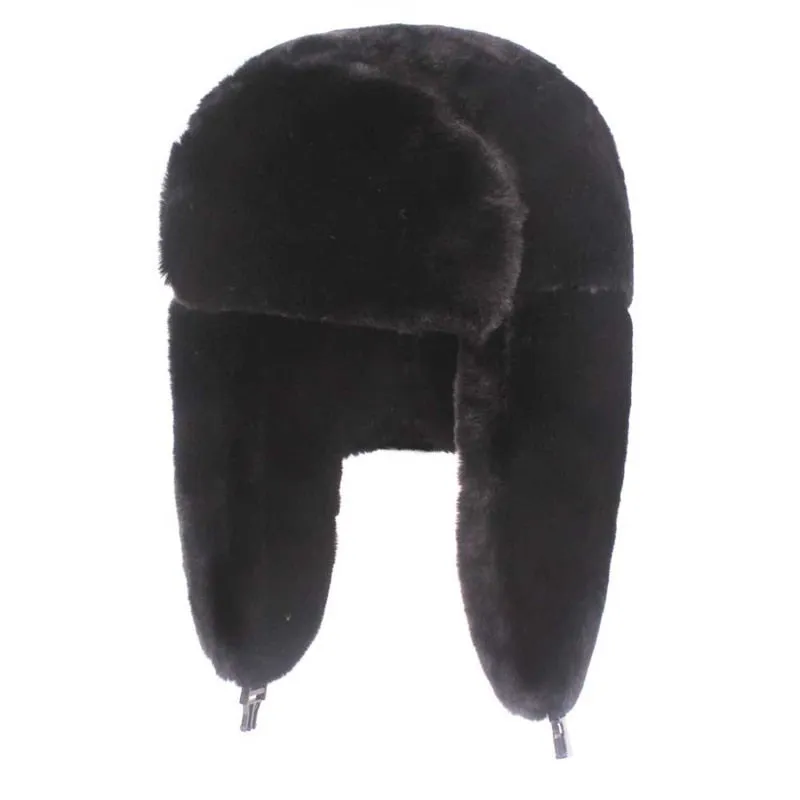 Unisex Winter Warm Earflap Trapper Russian Hat Thicken Lining Snow Skiing Windproof Solid Color Beanies Ushanka Bomber Cap